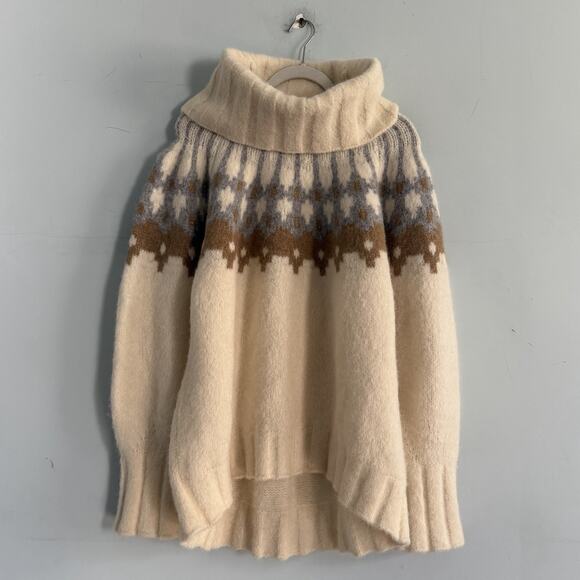 Banana Republic Fair Isle Alpaca Blend Cowl Oversized Turtleneck Sweater - Picture 3 of 7